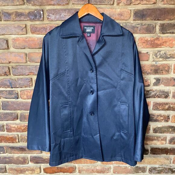 Emanuel Ungaro Liberte Navy Blue Button Down Coat Jacket Women's Size Small - Picture 1 of 6